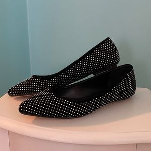 Sequin Ballet Flats Black and White